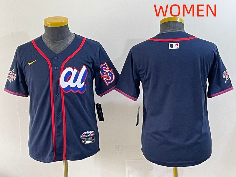 Women 2025 Seattle Mariners Blank Drak Blue All star Blank Blue Nike MLB Jersey style 8->women mlb jersey->Women Jersey